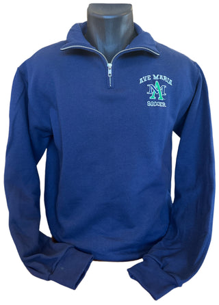 Ave Maria Soccer Embroidered Navy 1/4 Zip-Jerzees