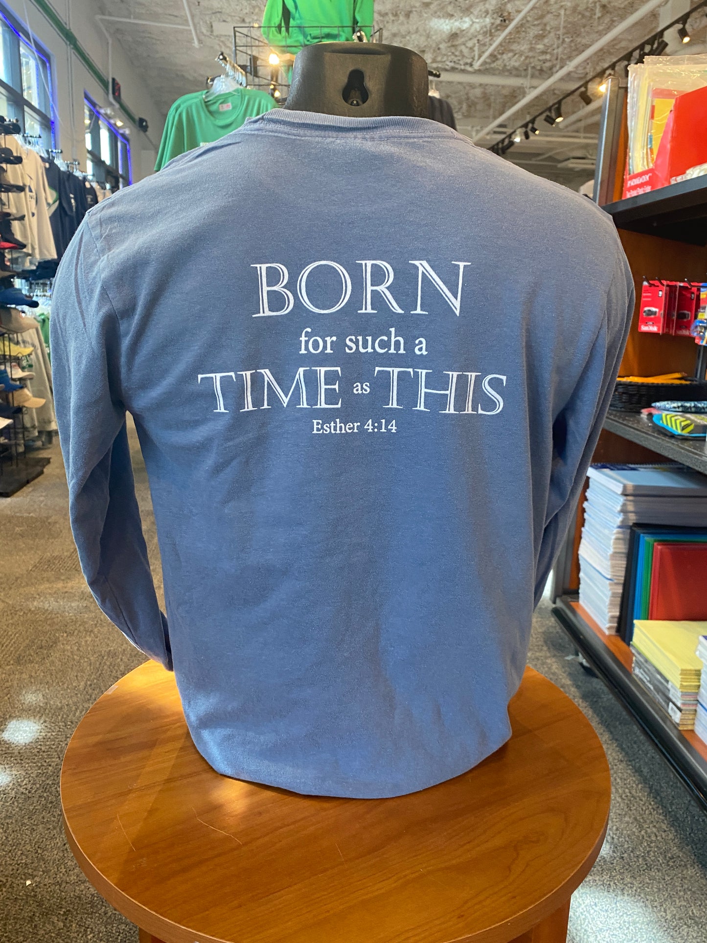 "Born for a Time such as This" Washed Denim - Long-Sleeve T-Shirt