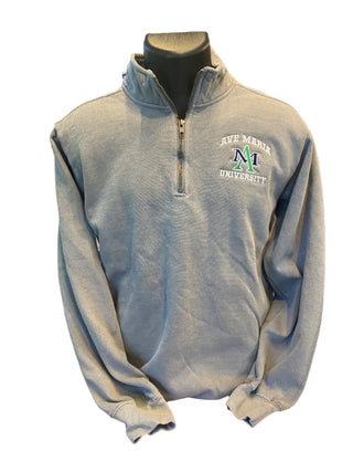 Ave Maria University  Embroidered grey 1/4 zip sweatshirt