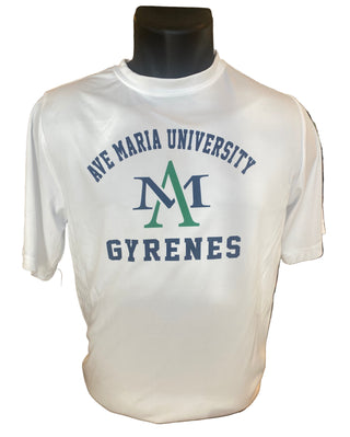 Ave Maria University White short-sleeve dri-fit
