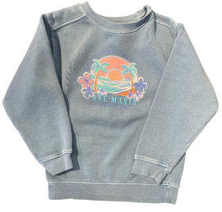 Ave Maria Florida Anchored in Faith - Palm Tree and Hibiscus Youth Crewneck
