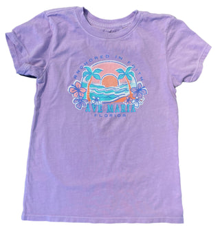 Ave Maria Florida Anchored in Faith - Palm Tree Hibiscus Youth Tee