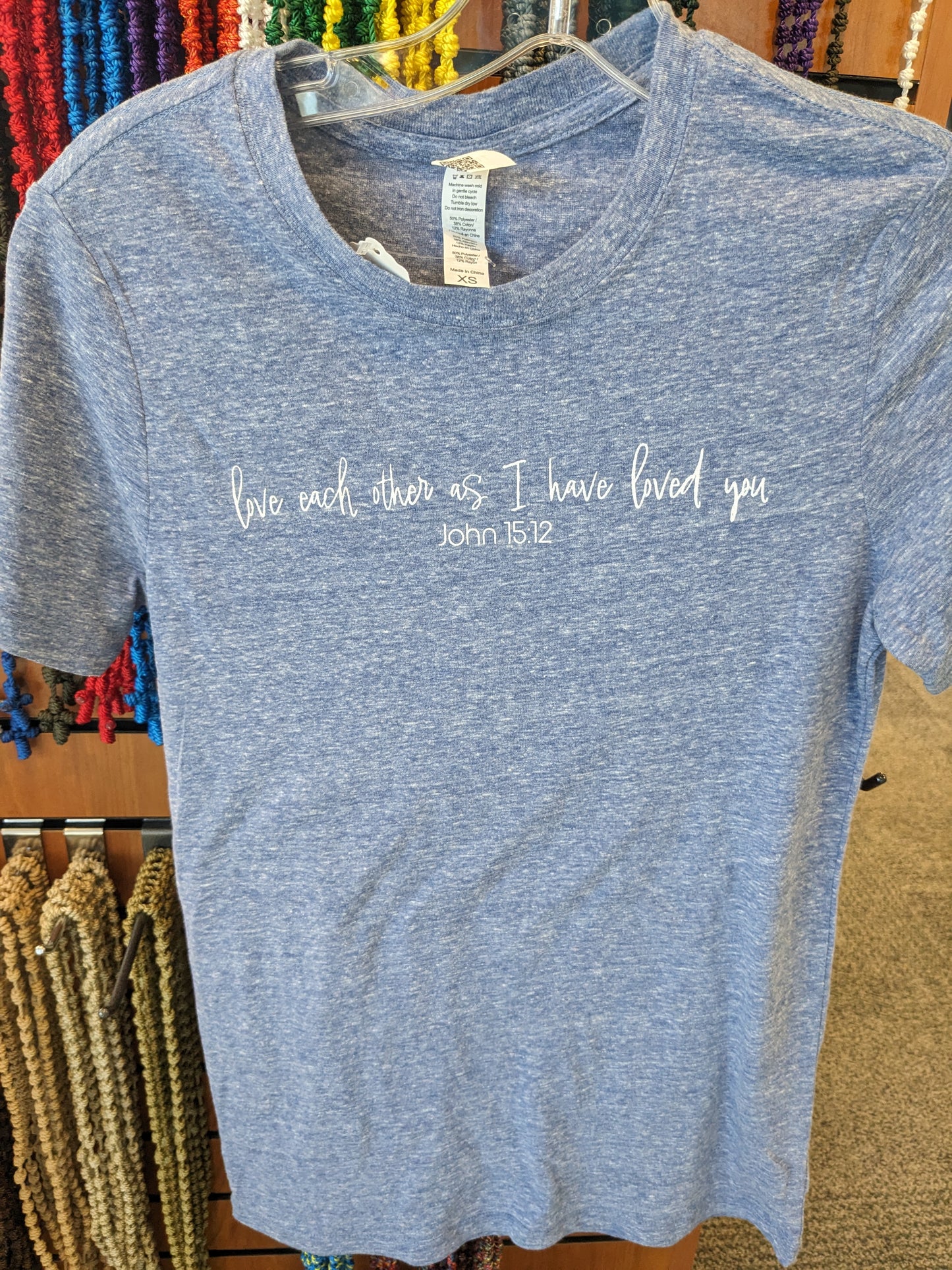 John 15:12 / Dear person Behind me - Navy Triblend Tee