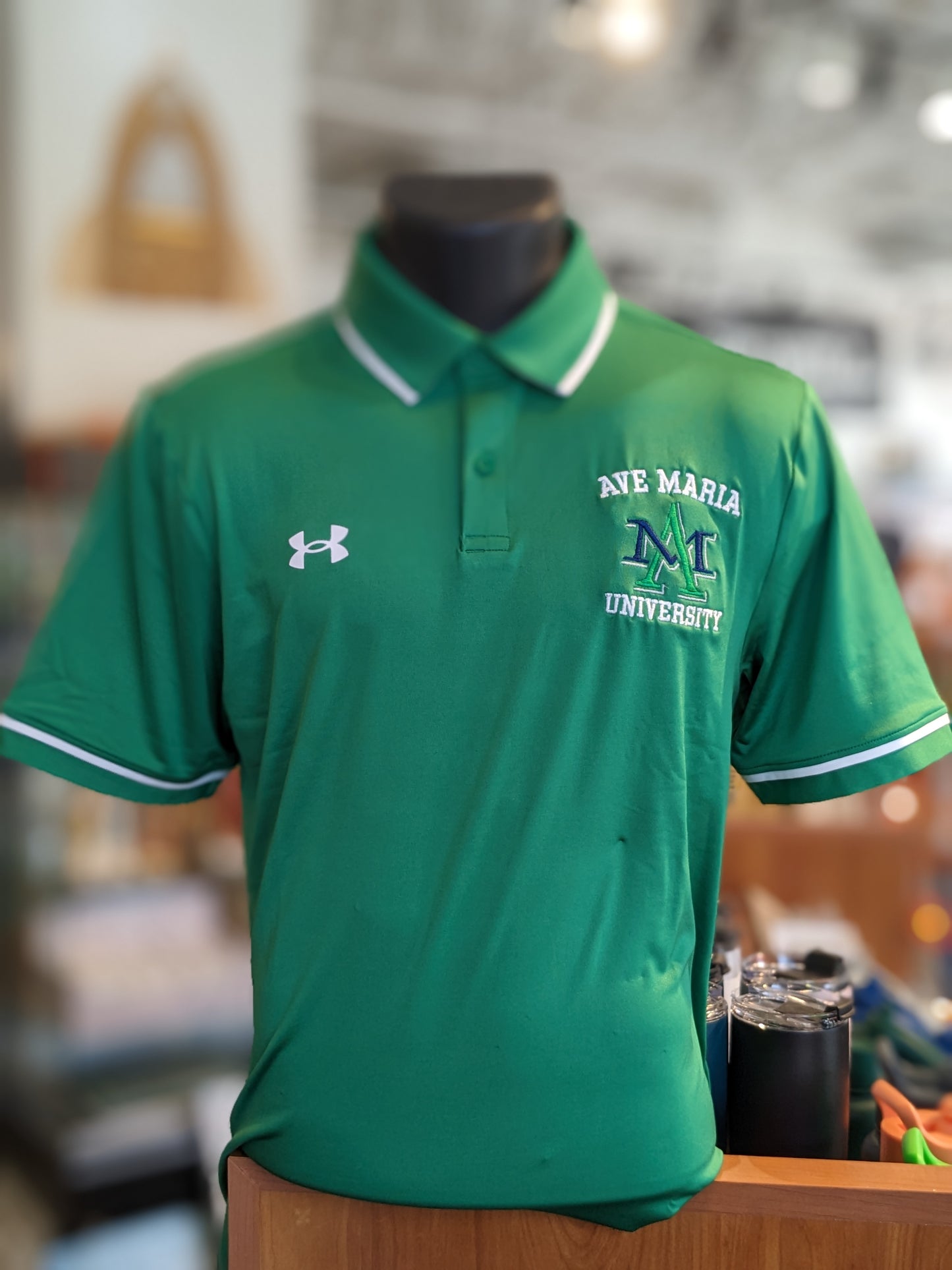 AM - Team Tipped Polo - Green / White Tipped - Under Armour