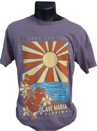 For I know the plans I have for you - Sun and Flowers - Jeremiah 29:11 - Blue 84 Tee
