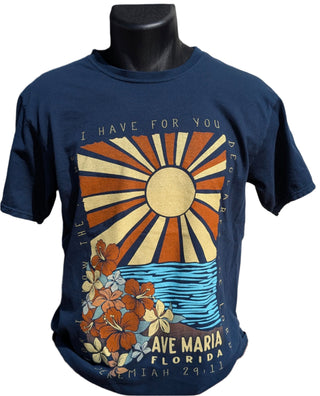 For I know the plans I have for you - Sun and Flowers - Jeremiah 29:11 - Blue 84 Tee