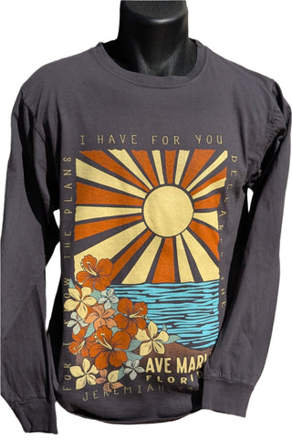 For I know the plans I have for you - Sun and Flowers - Jeremiah 29:11 - Blue 84 Tee