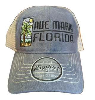 Ave Maria Florida Palm Tree Trucker Hat - Zephyr