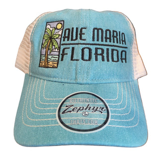 Ave Maria Florida Palm Tree Trucker Hat - Zephyr