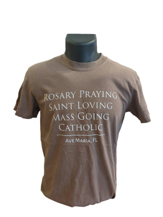 "Rosary Praying Saint Loving Mass Going Catholic" Ave Maria FL Tee - Comfort Colors