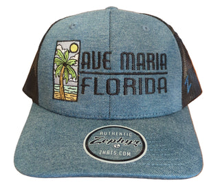 Ave Maria Florida Palm Tree Trucker Hat - Zephyr