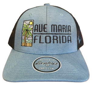 Ave Maria Florida Palm Tree Trucker Hat - Zephyr