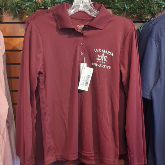 Maroon Women's A/M Longsleeve Polo