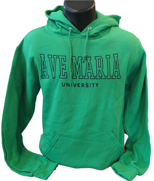 Ave Maria University Kelly Green Hoodie - JERZEES