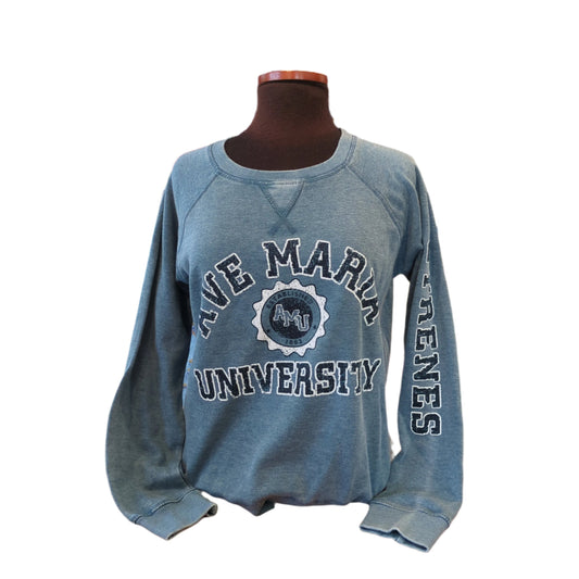 Ave Maria University Established in 2003 Amu Gyrenes Fleece Crewneck - Blue 84