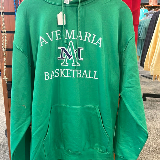 Ave Maria A/M Basketball Green Hoodie