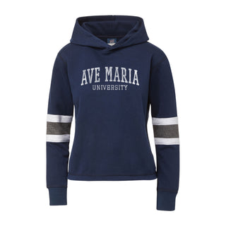 Navy Isla Sleeve Stripe Ave Maria University Hoodie  - Blue 84