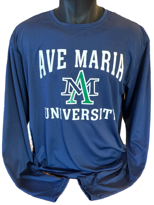 Navy AM Ave Maria University Long Sleeve Dri-Fit