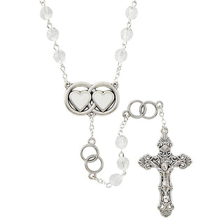 Clear Bead Double Ring Wedding Rosary