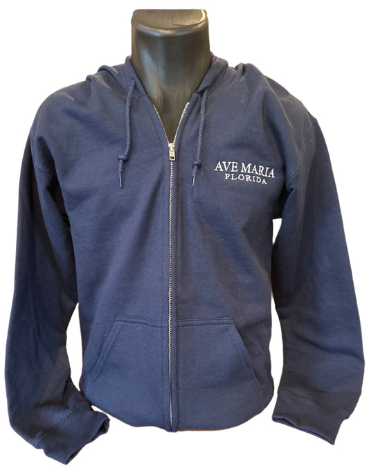 Ave Maria Florida Navy Zip-Up Hoodie