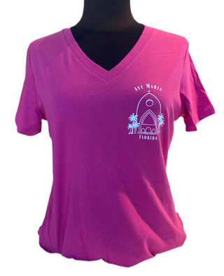 Our Lady of Guadalupe Berry V-Neck Ladies T-Shirt