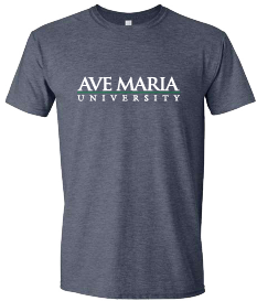 Ave Maria University Navy Heather Logo Tee