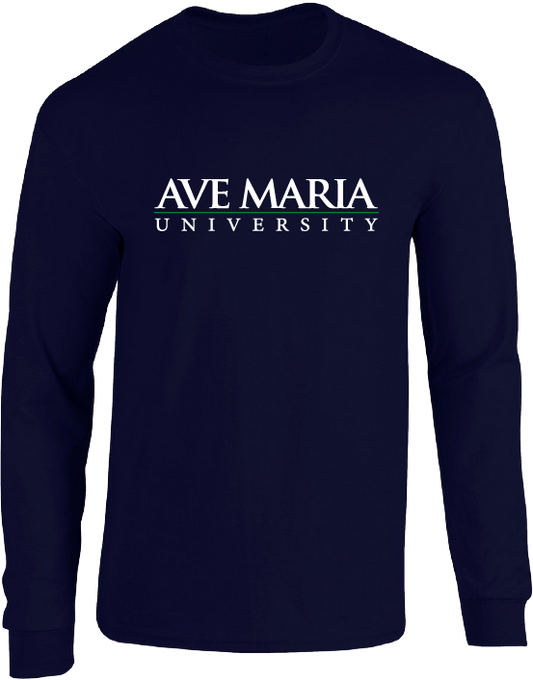 Ave Maria University Navy Longsleeve T-Shirt: Blue84