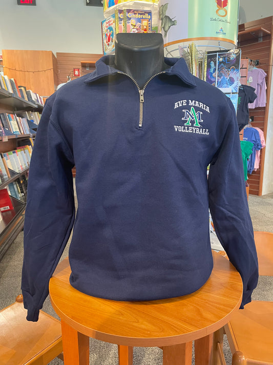 Volleyball Embroidered Navy 1/4 Zip- Jerzees