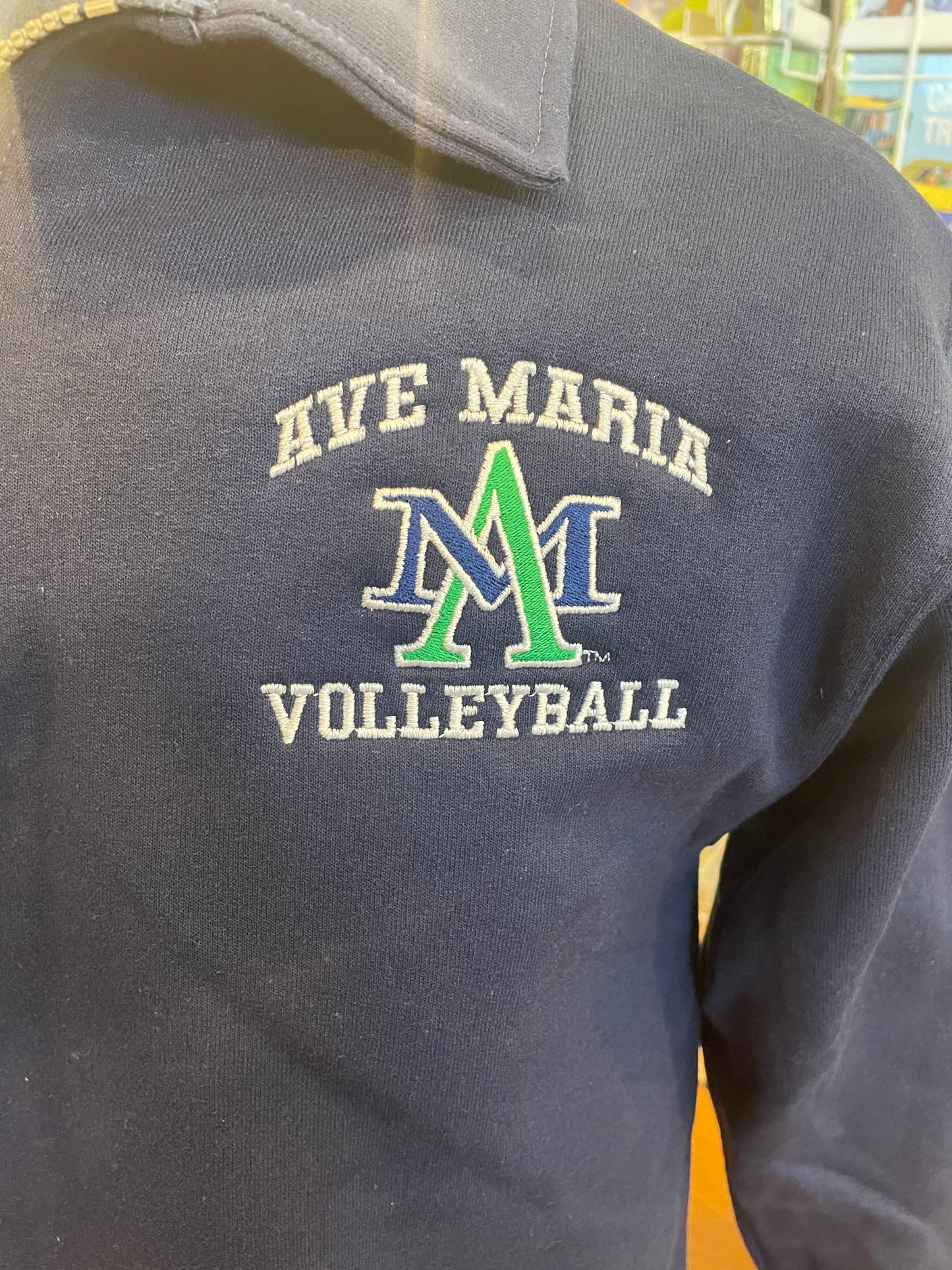 Volleyball Embroidered Navy 1/4 Zip- Jerzees