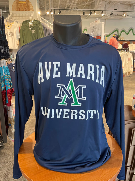 Navy AM Ave Maria University Long Sleeve Dri-Fit