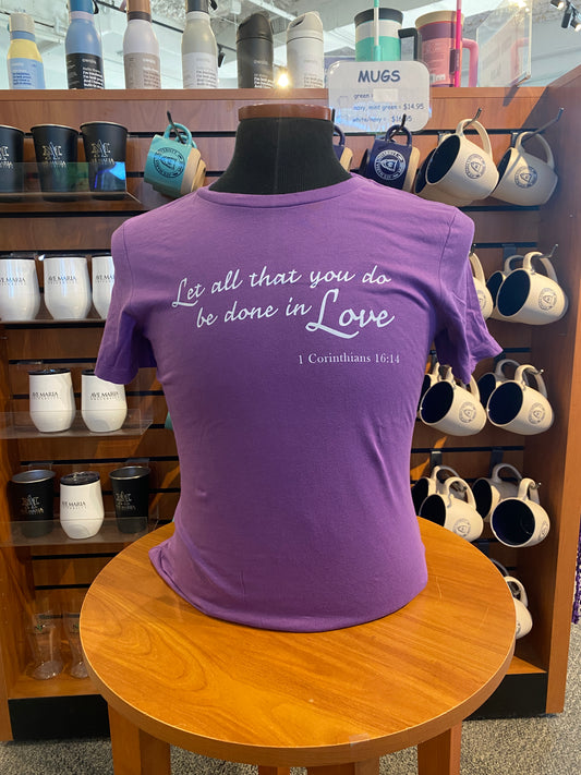 Let All that You Do Be Done in Love Royal Purple Ladies T-Shirt-Bella Canvas