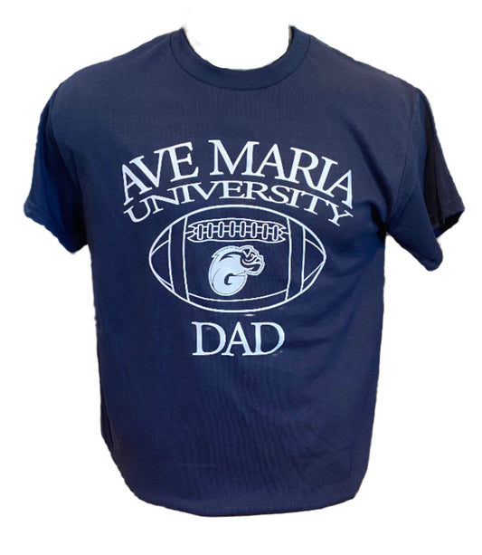 Ave Maria Football Dad Navy T-Shirt