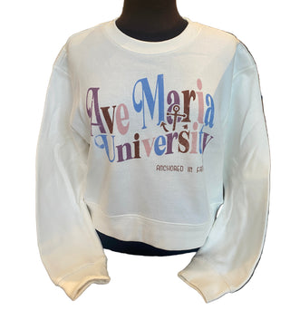 Ave Maria University Anchored in Faith Cropped Fleece Crew