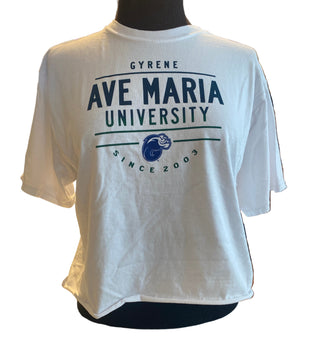 Ave Maria University Gyrene Since 2003 Cropped Tee - Blue 84