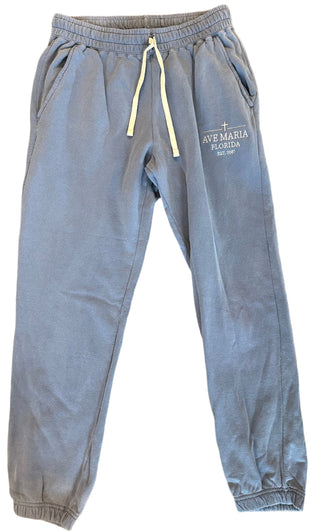 Ave Maria Florida Embroidered Blue Jean Sweatpants