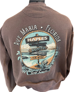 Ave Maria Florida Gulf Coast Beach Sign Crewneck