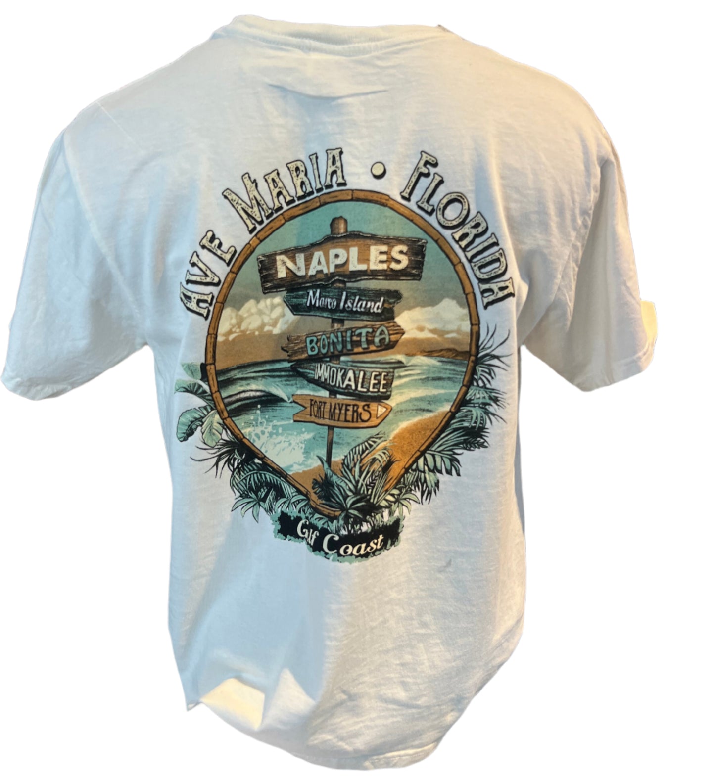 Ave Maria Florida Gulf Coast Beach Sign Tee - Blue 84