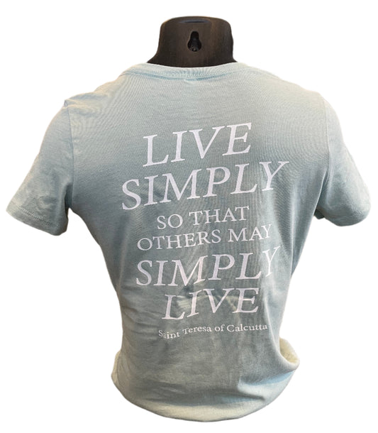 Ave Maria FL, Live Simply Ladies Dusty Blue T-Shirt