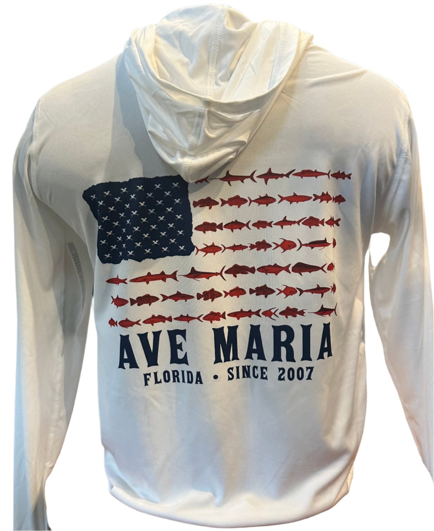 Ave Maria Florida American Flag Hooded - Drifit Long Sleeve - Altered Latitudes