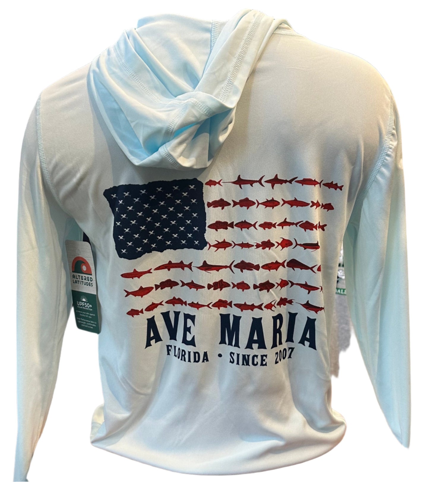 Ave Maria Florida American Flag Hooded - Drifit Long Sleeve - Altered Latitudes