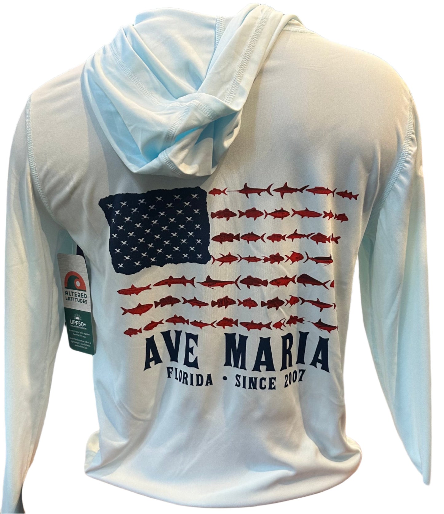 Ave Maria Florida American Flag Hooded - Drifit Long Sleeve - Altered Latitudes