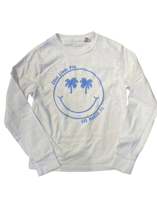 Youth Palm Tree Puff Tee - Blue 84