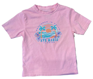 Ave Maria Florida Anchored in Faith - Palm Tree Hibiscus Youth Tee