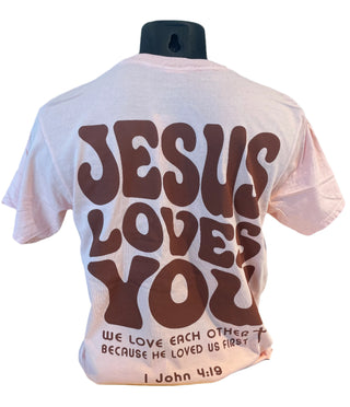 'Jesus Loves You' Dyed Ringspun Tee - Blue 84