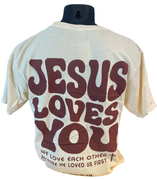 'Jesus Loves You' Dyed Ringspun Tee - Blue 84