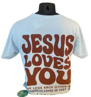 'Jesus Loves You' Dyed Ringspun Tee - Blue 84