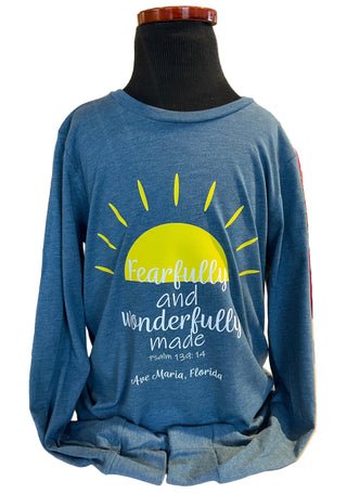 Ave Maria Florida, Fearfully and Wonderfully Made, Heather Teal Youth Long Sleeve
