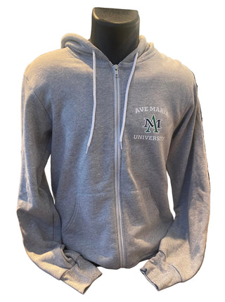 Ave Maria University Grey Zip-up- Bella + Canvas