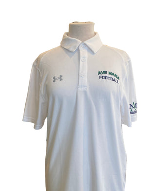 UA White Team Tech Polo with Sleeve print