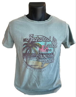 Anchored in Faith Palm Beach Women's T-Shirt - Blue 84